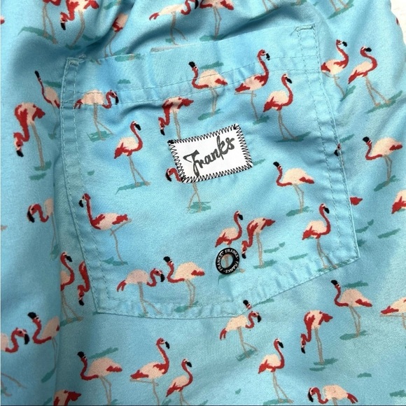 Franks Australia Men Sz L Pink Flamingos Print Swim Trunks Mesh Lined Beach - Picture 4 of 12